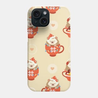 hedgehog kawaii art christmas Phone Case