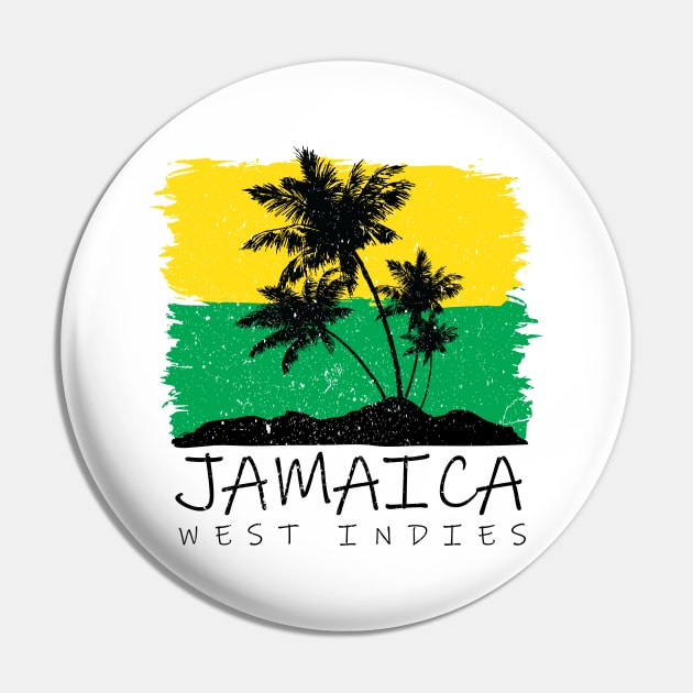 Jamaican National Colors and Palm Silhouette Pin by IslandConcepts