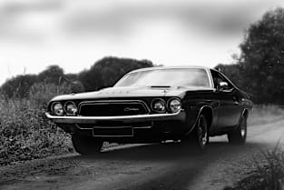 dodge challenger, classic car, black white Magnet