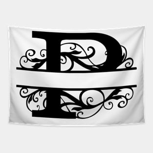 The Letter P Black And White Floral Tapestry