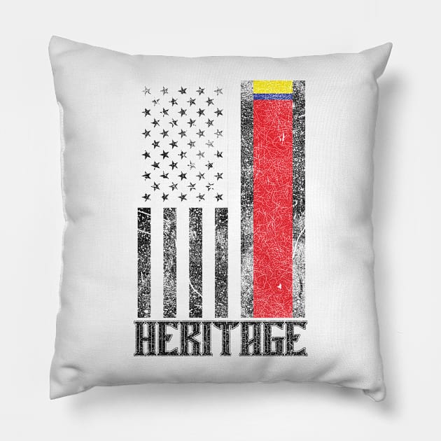 Colombia Hispanic Heritage distressed flag Pillow by Coqui Tees