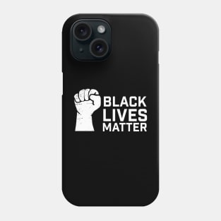 Black Lives Matter white typography design with fist Phone Case