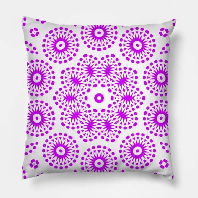 Mandala Kaleidoscope in Pinkish Purple Pillow by Crystal Butterfly Creations