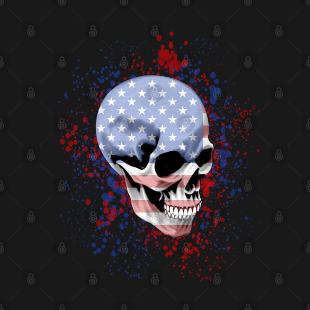 American Flag Pattern Filled Skull by Roly Poly Roundabout