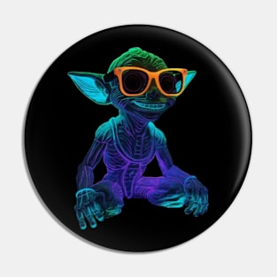 Retro Neon Gremlin T-Shirt | Vintage 80s Fantasy Graphic Design | Glowing Gremlin Pin