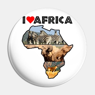 I Love Africa Wildlife Collage Map Pin