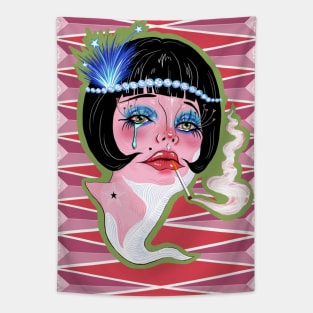 Psychedelic Art Deco Digital Portrait Tapestry