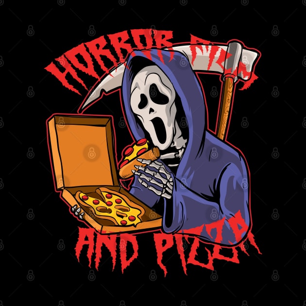 Horror Movie and Pizza ( Creepy Halloween Vibe ) by Wulfland Arts