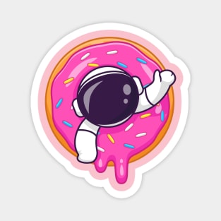 Cute Astronaut In Doughnut Cartoon Magnet