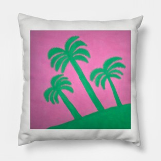 Pink and Green Palm Tree Silhouettes Pillow