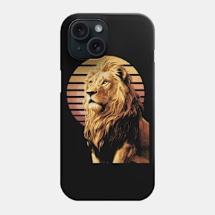 Retro lion with retro sunset Phone Case