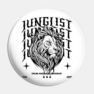 JUNGLIST  - Lion On Text (Black) Pin