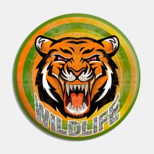 Vintage Tiger Face in the Wilderness Pin
