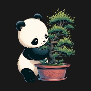 Panda as Japanese Bonsai Gardener - Panda Bear Japanese T-Shirt