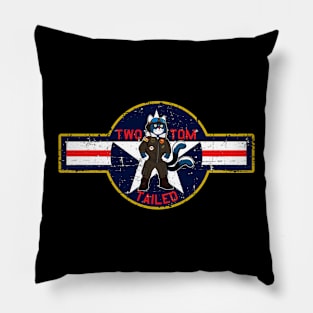 Two Tailed Tom - - Pilot - - Yellow Border  -- Grunge Style Pillow