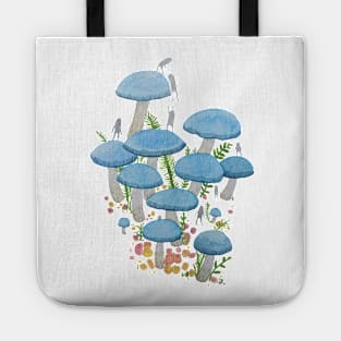 Blue Mushroom Watercolour Illustration Tote