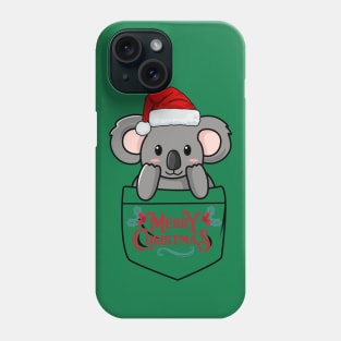 Cute Christmas koala popping out of the pocket Phone Case