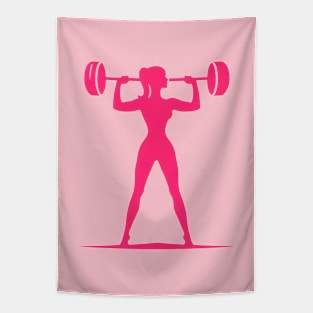 Fitness Barbell Silhouette Tapestry