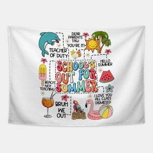 Retro Groovy School's Out For Summer Graduation Teacher Kids Tapestry