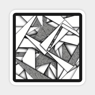 Speckled Paper Airplane Scraps, Black and White Digital Illustration Magnet