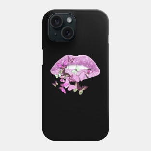 Butterflies, sparkling lips kiss 3 Phone Case