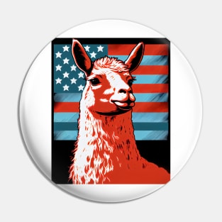 Abstract pop art style portrait of patriot llama Pin