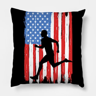 American Flag Marathon Graphic Pillow