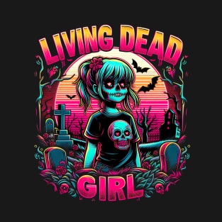 Living Dead Girl Goth Halloween Cemetery Horror Fan Graphic T-Shirt