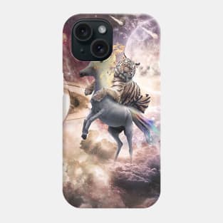 Big Cat Tiger Riding Evil Fire Unicorn In Space Phone Case