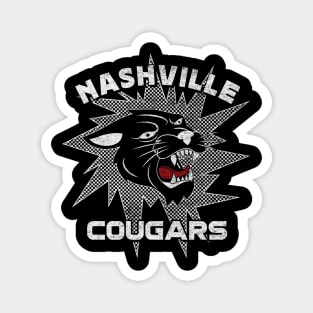 Nashville Cougars Retro Team 1970's Style Black and White Design Magnet