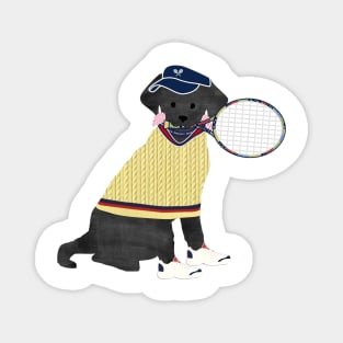 Black Lab Preppy Tennis Dog Magnet