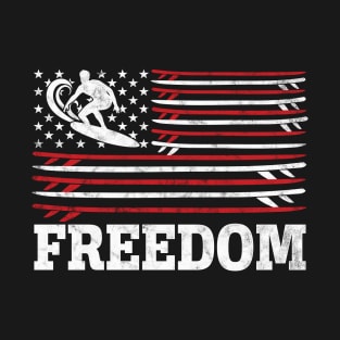 Patriotic Surfer American flag Surfboard USA vintage surfing T-Shirt