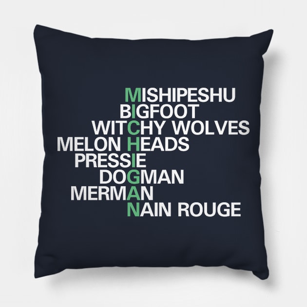 Michigan Cryptids Pillow by huronbear