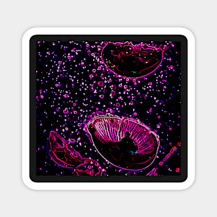 Glowing Jellyfish Cyberpunk/Neon/Vaporwave Inspired Art Magnet