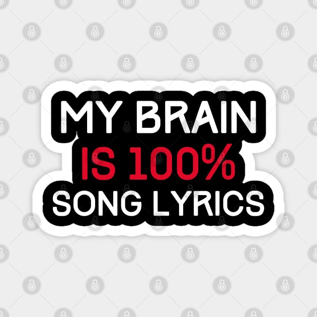 My Brain is 100% Percent Song Lyrics Magnet by Brono