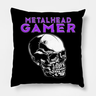 Metalhead Gamer Full Skull Purple Pillow