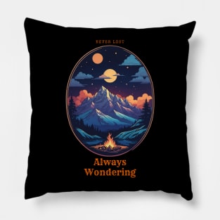 Never Lost Always Wondering Mountains Hiking Pillow