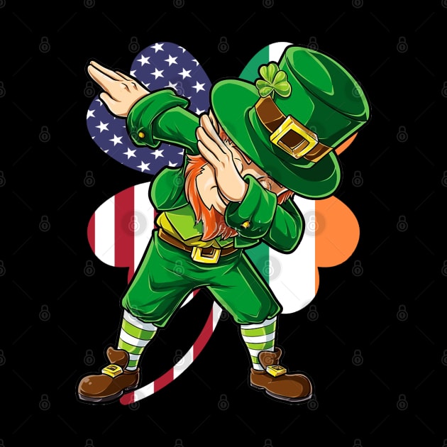 St Patricks Day Dabbing Leprechaun Irish American Flag St. Patrick's Day by Otis Patrick