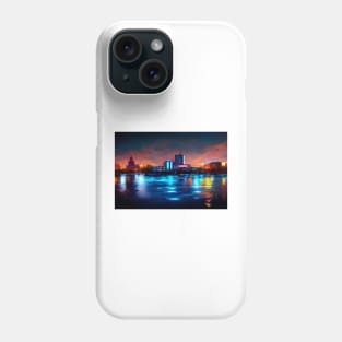 Neon Klaipedia City Skyline With Buildings In Neonlight / Lithuania Phone Case