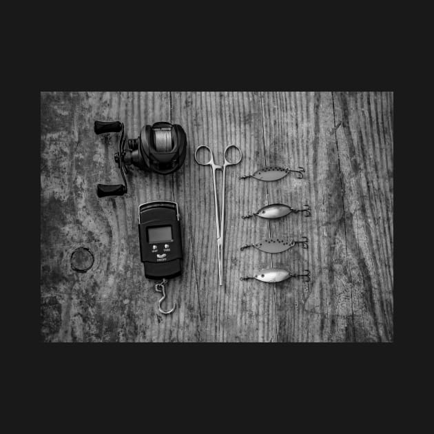 Fishing tackle flat lay by yackers1