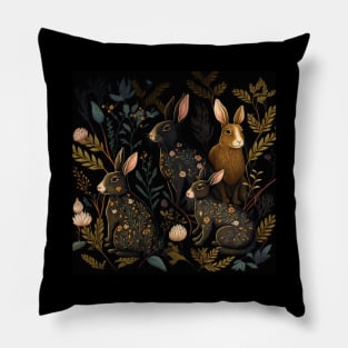 Several Small Hares Hanging Around Herbage Pillow