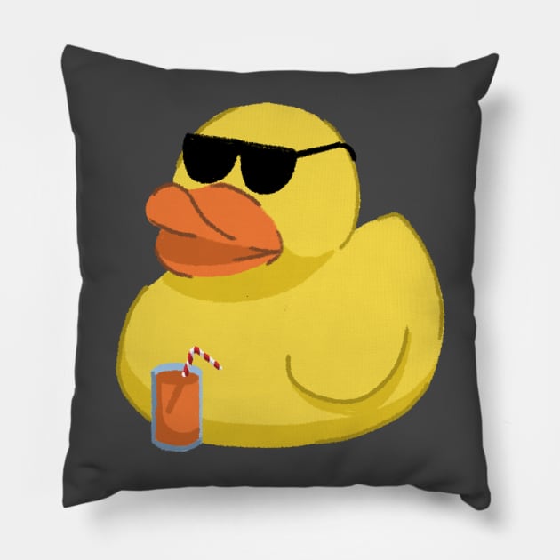 Cute Duck Wearing Sunglasses Pillow by Mrkedi