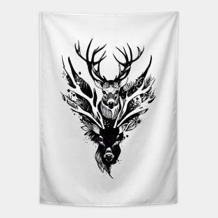 Stag Deer Wild Animal Nature Illustration Art Tattoo Tapestry