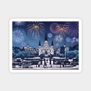 New Orleans Fireworks Iconic Cityscape Magnet