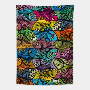 Fish Tessellation Ambigram Escher Style XXIV Tapestry