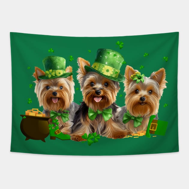 My Yorkie Is My Lucky Charm St Patricks Day Tapestry by Zaaa Amut Amut Indonesia Zaaaa