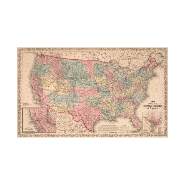 Vintage United States Map (1859) by Bravuramedia