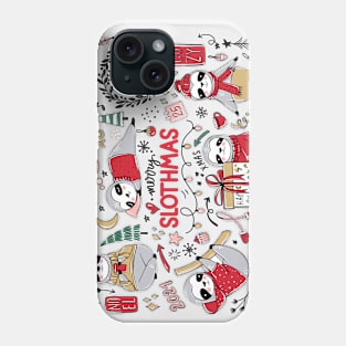 Merry Slothmas // Funny Christmas Sloth Doodle Art Phone Case