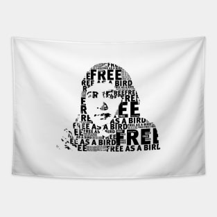 MALALA FREE AS A BIRD TEXT DESIGN Tapestry