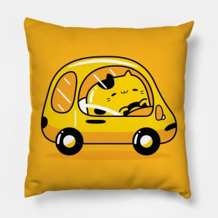 yellow cat driver profession Pillow